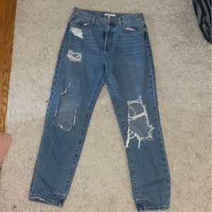 Distressed mom jeans